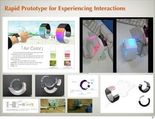 Rapid Prototype for Experiencing Interactions




                                            2010年10月10日日曜日




                                                                       7.Touch Button
                                                                       (靜電觸摸開關)
                        1.透明ACRYLIC管                                       6.Color Sensor
                          mmФ ，5*14個 )




                                                                         5.基板組-2
                                                                         最大尺寸：
                                                                   26mm(W)*16mm(L)*5mm(H)
                                 2.Full color RGB
                                 (5mmФ *12個，同時同色發光 )



                                               3.基板組-1          4.鈕扣電池位置
                                               最大尺寸：
                                         30mm(W)*30mm(L)*7mm(H)




                                                                                            32
 