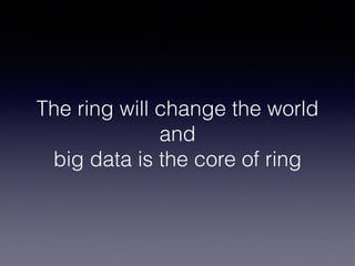 The ring will change the world
and
big data is the core of ring
 