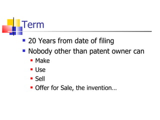 Offer Invention Introduction to Patents and IP Commercialization | PPT