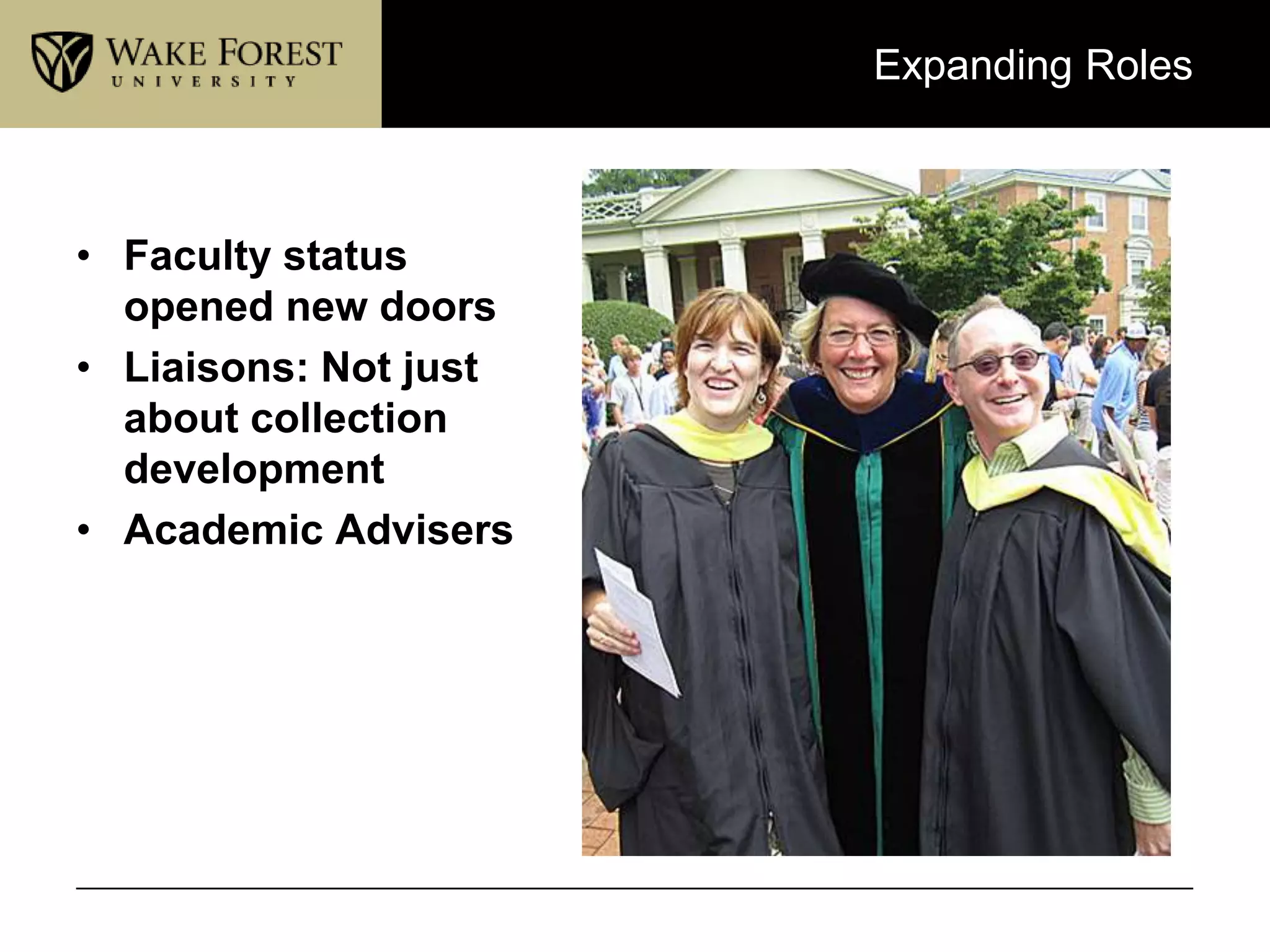 Working together: services





Embedded information literacy instruction
Integrated teaching services
Integrated research services
Research partnerships

 