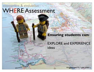 assessment & evaluation
WHERE Assessment


                          Ensuring students can:

                          EXPLORE and EXPERIENCE
                          ideas




                                   Wiggins and McTighe (2001)
 