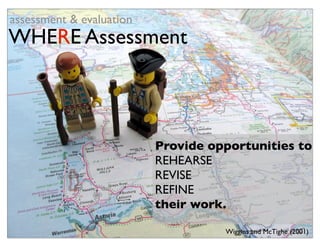 assessment & evaluation
WHERE Assessment



                          Provide opportunities to
                          REHEARSE
                          REVISE
                          REFINE
                          their work.

                                    Wiggins and McTighe (2001)
 