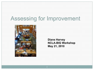 Assessing for Improvement


                Diane Harvey
                NCLA-BIG Workshop
                May 21, 2010




            1
 