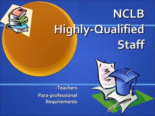 NCLB Highly-Qualified Staff   -Teachers Para-professional Requirements 