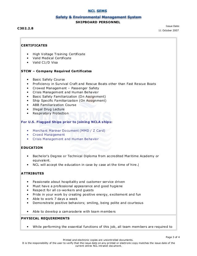Job Description Chief Electrical Engineer