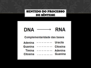 SENTIDO DO PROCESSO
DE SÍNTESE

 