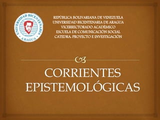 REPÚBLICA BOLIVARIANA DE VENEZUELA
UNIVERSIDAD BICENTENARIA DE ARAGUA
VICERRECTORADO ACADÉMICO
ESCUELA DE COMUNICACIÓN SOCIAL
CATEDRA: PROYECTO E INVESTIGACIÓN
 