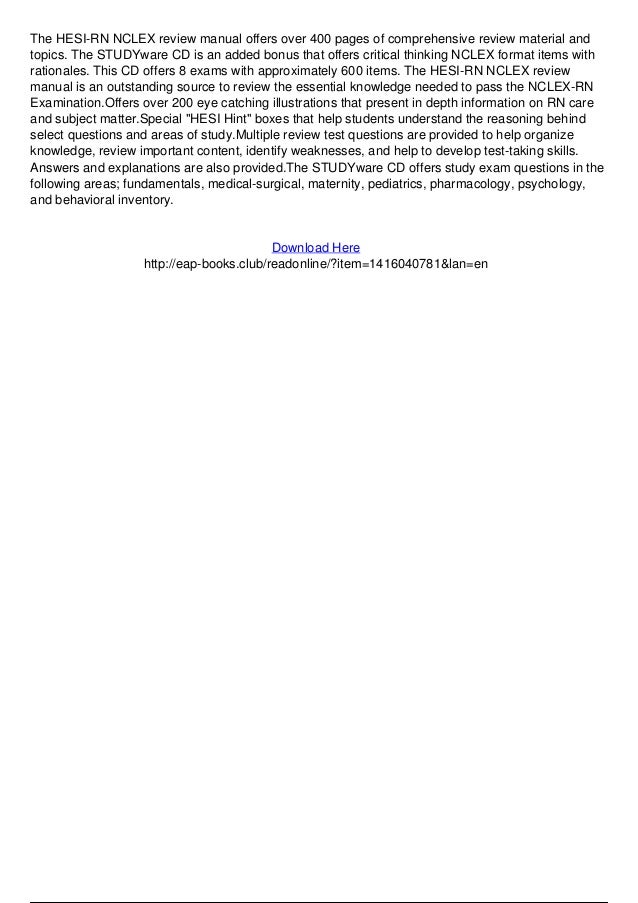 Nclex Rn Review With Hesi Studyware Cd Rom Pdf