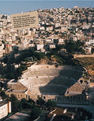 DID YOU KNOW?
Nearly 2,400 years ago the Egyptian
king Ptolemy II Philadelphus took
over the city of Amman. He decided
to rename it. The name he chose?
Philadelphia, for himself.
 