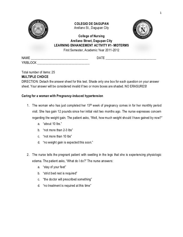ncm 102 new lea 1 midterm bed rest doctors note