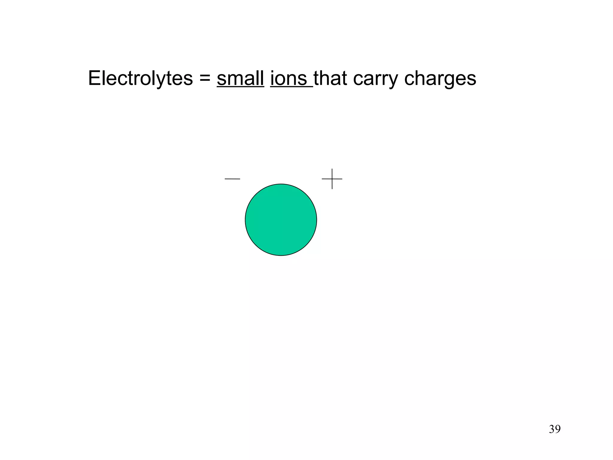 Electrolytes =  small   ions  that carry charges 