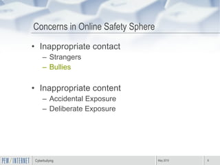 Concerns in Online Safety Sphere <ul><li>Inappropriate contact </li></ul><ul><ul><li>Strangers </li></ul></ul><ul><ul><li>...