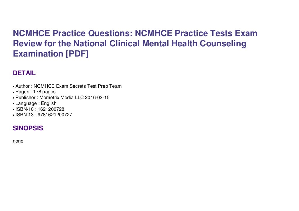 NCMHCE Practice Questions NCMHCE Practice Tests Exam Review for