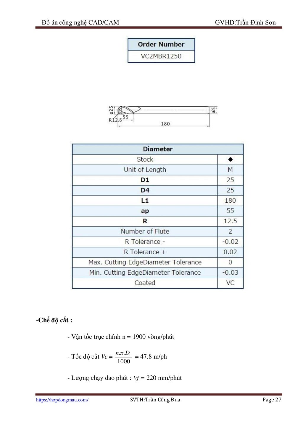 Đồ án Công nghệ CAD/CAM - Trần Công Đua | PDF