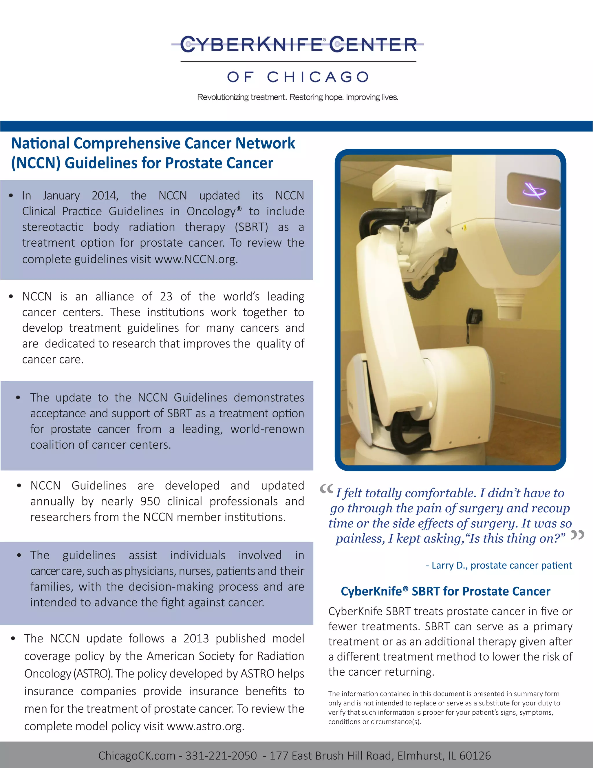 NATIONAL COMPREHENSIVE CANCER CENTER NETWORK GUIDELINES intelligence overview
