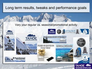 Long term results, tweaks and performance goals



     Vary your regular vs. seasonal/promotional activity
 