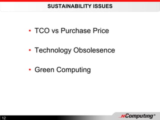 SUSTAINABILITY ISSUES TCO vs Purchase Price Technology Obsolesence Green Computing  
