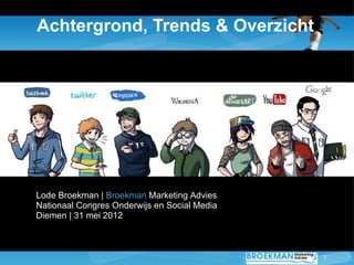 Achtergrond, Trends & Overzicht




Lode Broekman | Broekman Marketing Advies
Nationaal Congres Onderwijs en Social Media
Diemen | 31 mei 2012



                                              1
 
