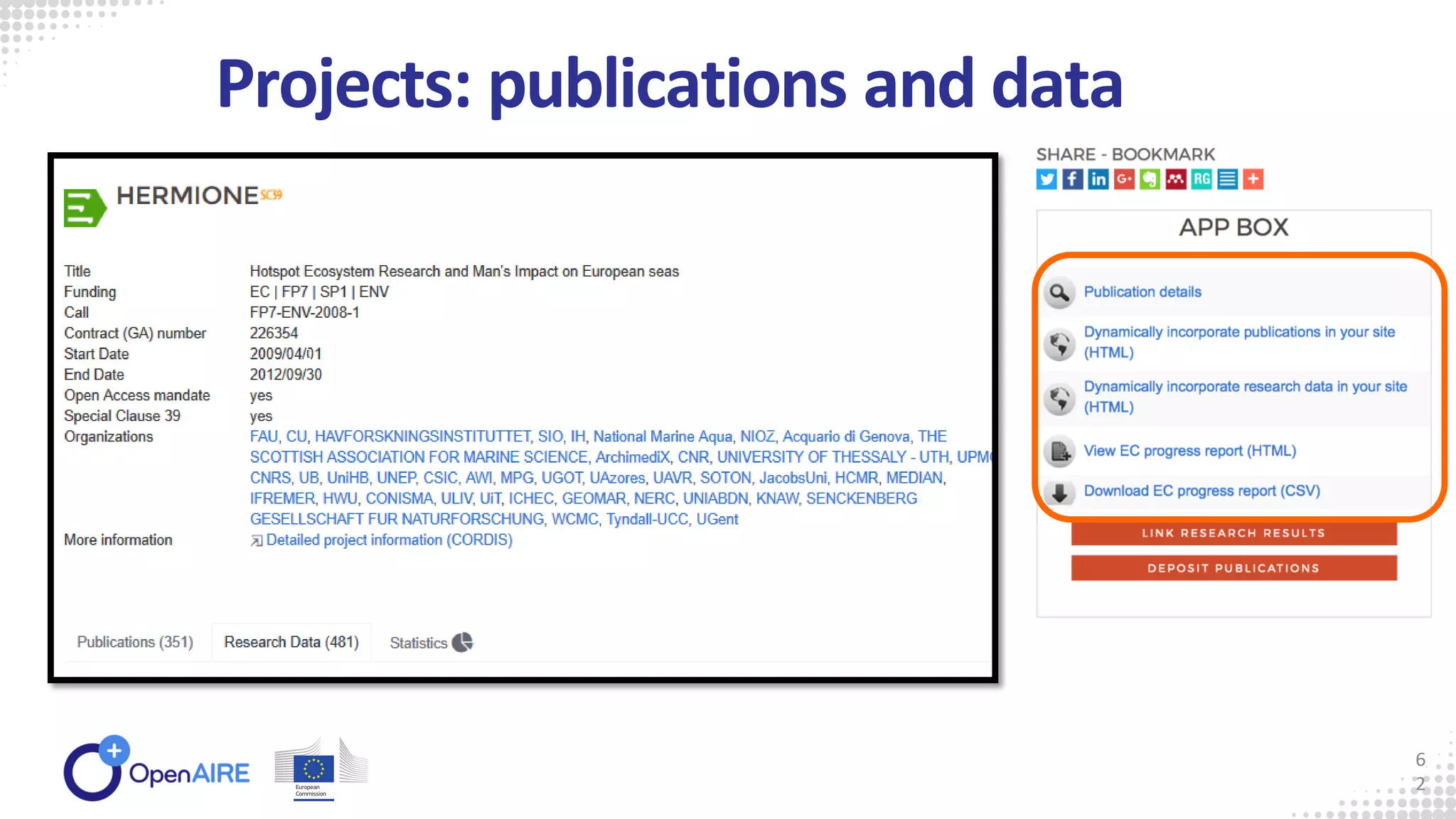 Projects: publications and data
6
2
 