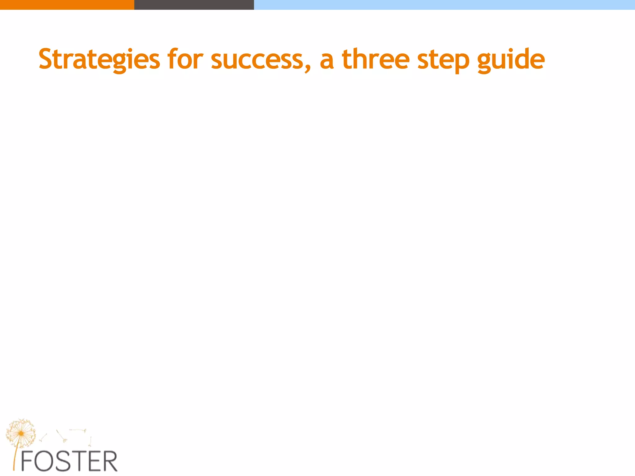 Strategies for success, a three step guide
 