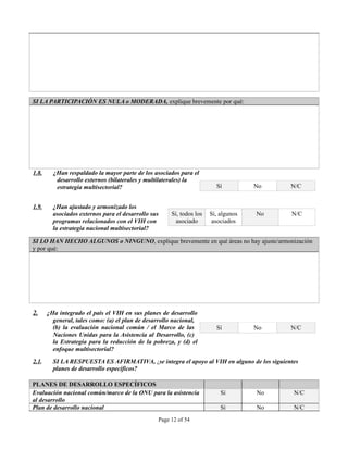 INSTRUMENTO DE OBSERVACION DE COMPROMISOS Y POLITICAS SOBRE VIH/SIDA
