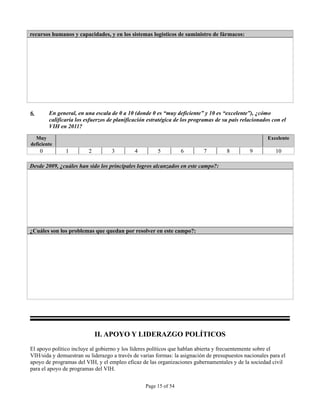 INSTRUMENTO DE OBSERVACION DE COMPROMISOS Y POLITICAS SOBRE VIH/SIDA