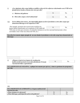 INSTRUMENTO DE OBSERVACION DE COMPROMISOS Y POLITICAS SOBRE VIH/SIDA