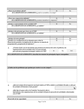 INSTRUMENTO DE OBSERVACION DE COMPROMISOS Y POLITICAS SOBRE VIH/SIDA