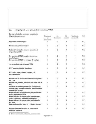 INSTRUMENTO DE OBSERVACION DE COMPROMISOS Y POLITICAS SOBRE VIH/SIDA