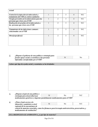 INSTRUMENTO DE OBSERVACION DE COMPROMISOS Y POLITICAS SOBRE VIH/SIDA