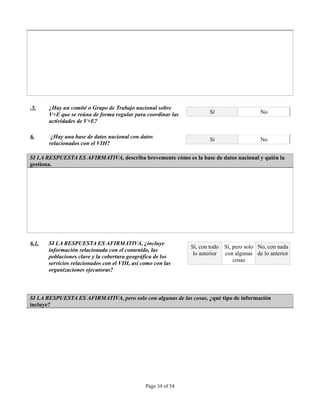 INSTRUMENTO DE OBSERVACION DE COMPROMISOS Y POLITICAS SOBRE VIH/SIDA