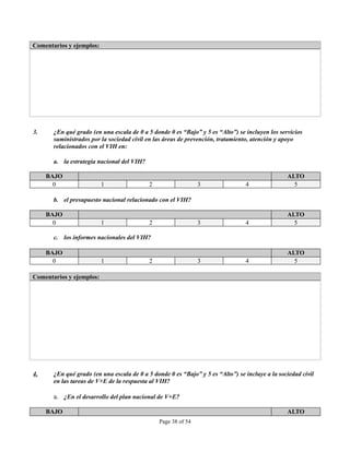 INSTRUMENTO DE OBSERVACION DE COMPROMISOS Y POLITICAS SOBRE VIH/SIDA