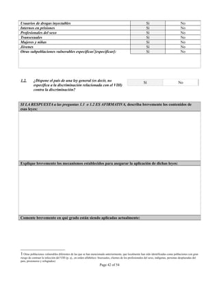 INSTRUMENTO DE OBSERVACION DE COMPROMISOS Y POLITICAS SOBRE VIH/SIDA