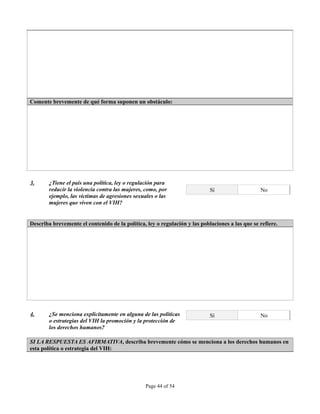 INSTRUMENTO DE OBSERVACION DE COMPROMISOS Y POLITICAS SOBRE VIH/SIDA