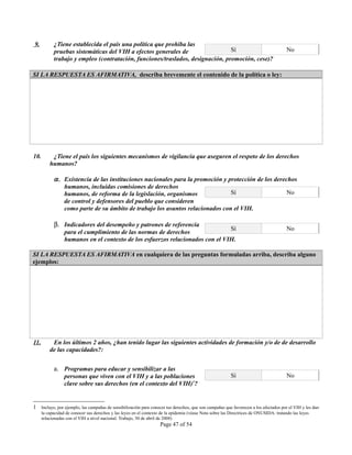 INSTRUMENTO DE OBSERVACION DE COMPROMISOS Y POLITICAS SOBRE VIH/SIDA