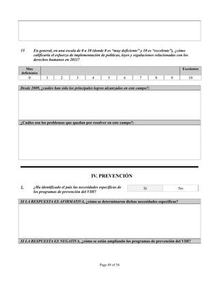 INSTRUMENTO DE OBSERVACION DE COMPROMISOS Y POLITICAS SOBRE VIH/SIDA