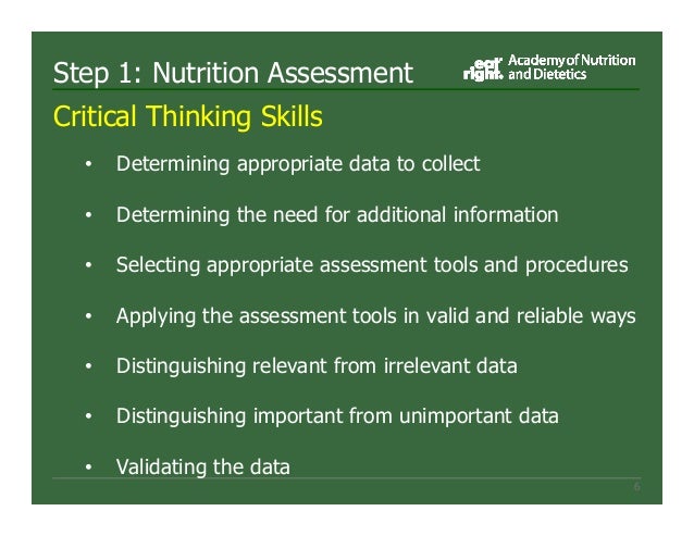 Critical thinking skills in nutrition assessment picture