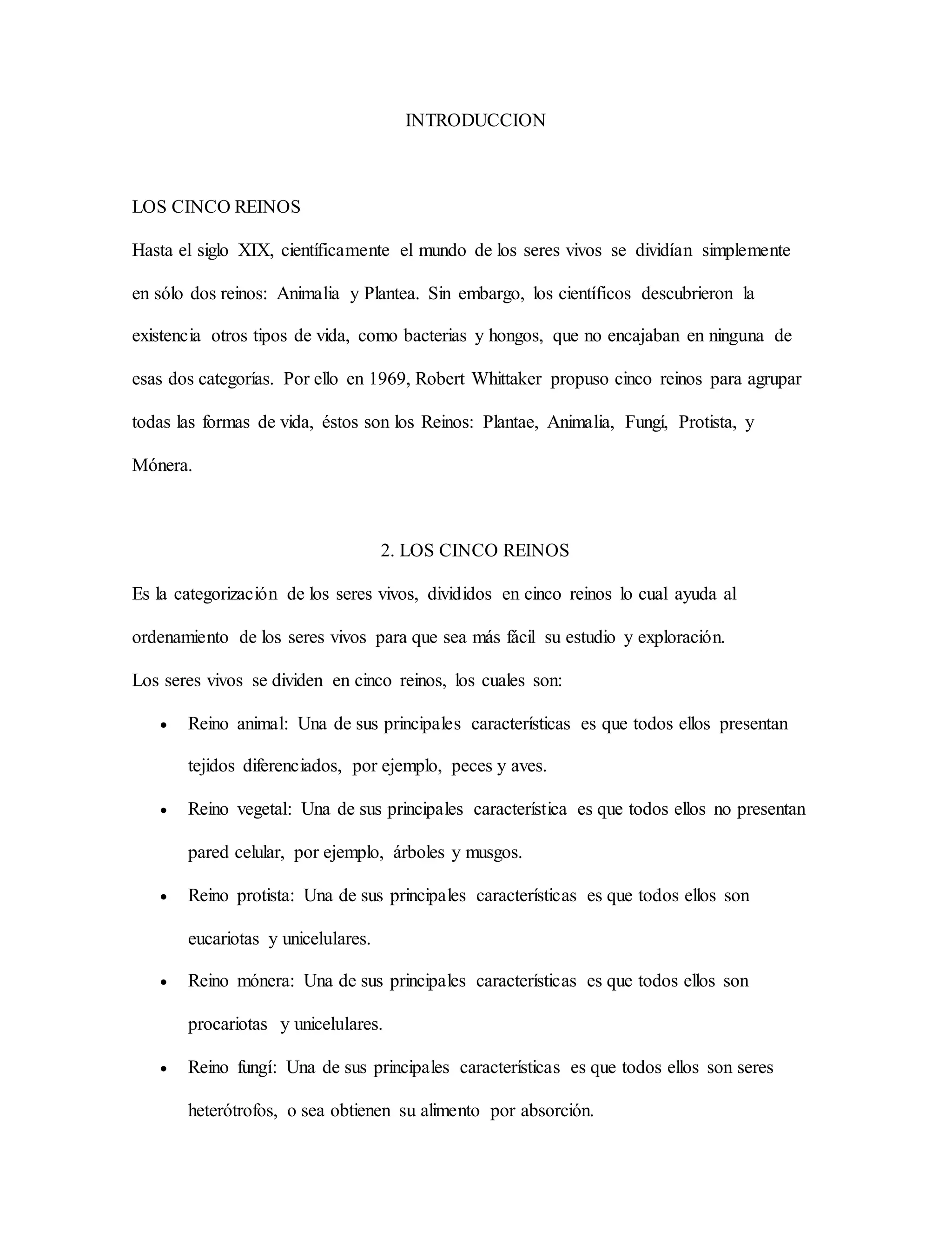 Los cinco reinos | DOCX