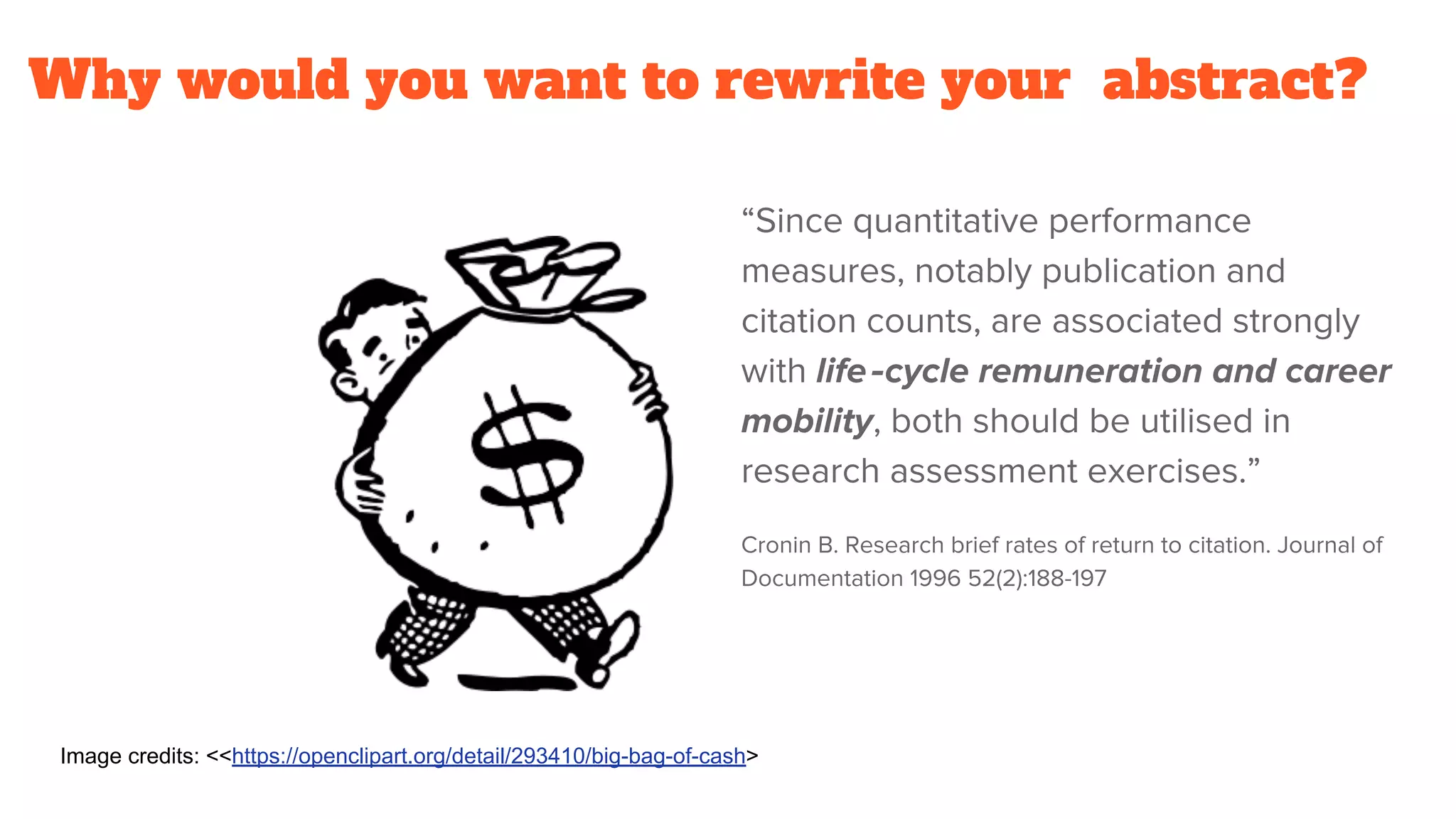 Why would you want to rewrite your abstract?
‐
Image credits: <<https://openclipart.org/detail/293410/big-bag-of-cash>
 