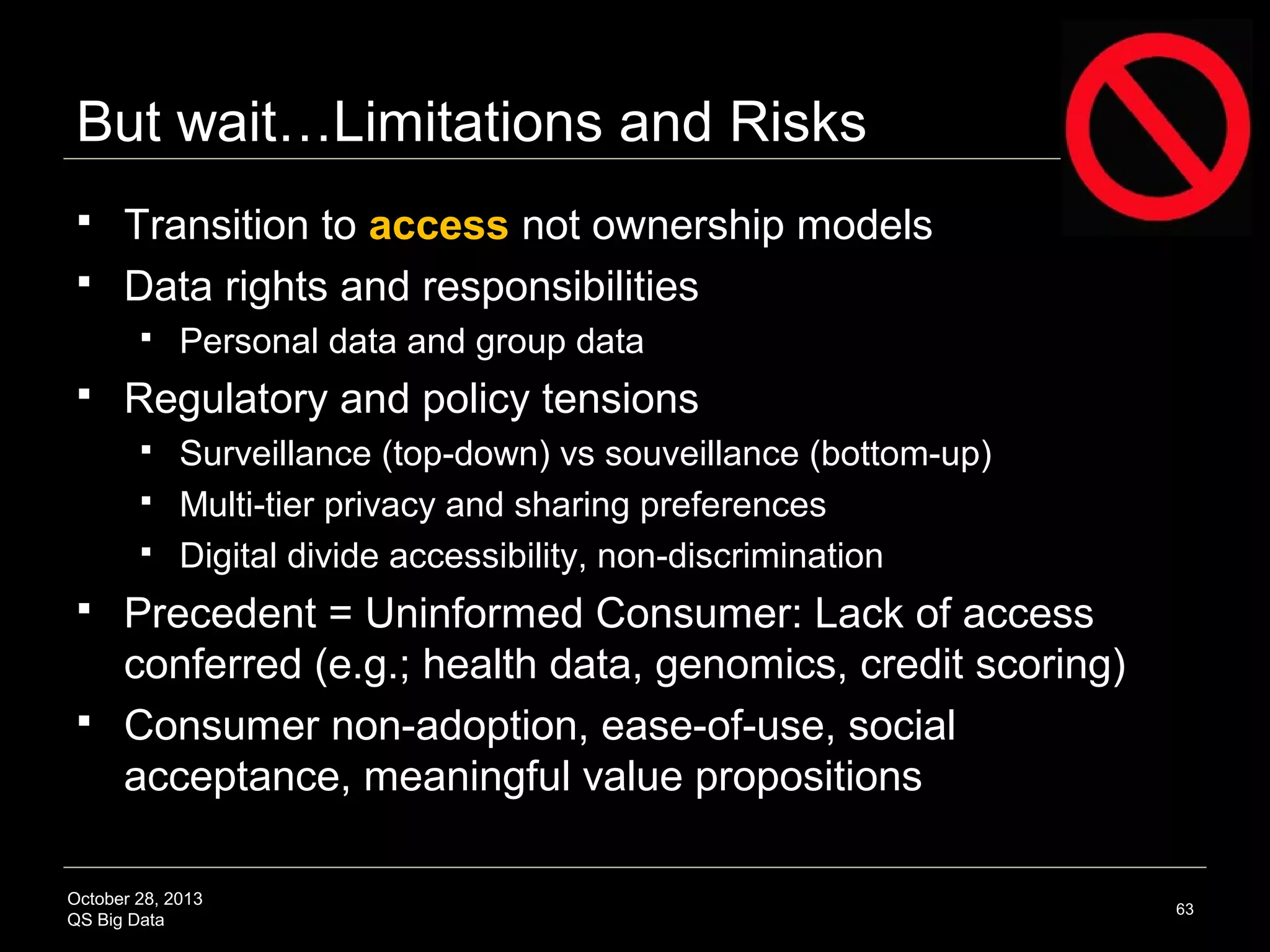 Agenda


Personal Data






Group Data




Quantified Self
Quantified Self and Big Data
Advanced QS Concepts
Urban Data

Conclusion

October 28, 2013
QS Big Data

63

 