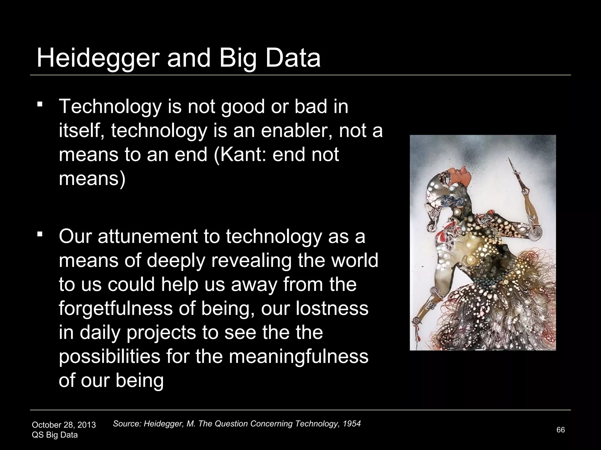 Top 10 QS Big Data Trends
Personal Data

Group Data

QS Device Ecosystem
Internet-of-Things (IOT)
Sensor Networks
3D Information
Visualization

Wearable Electronics

Smart City
Future City

Megacity
Growth

Urban Data
October 28, 2013
QS Big Data

Biocitizen
Self-Empowerment
DIY Attitude

Crowdsourcing

3 billion New
People Online

66

 