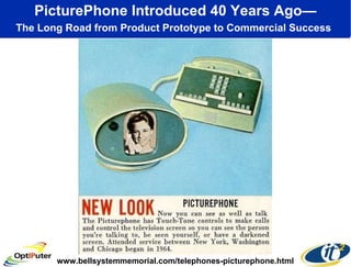 PicturePhone Introduced 40 Years Ago— The Long Road from Product Prototype to Commercial Success   www.bellsystemmemorial.com/telephones-picturephone.html 