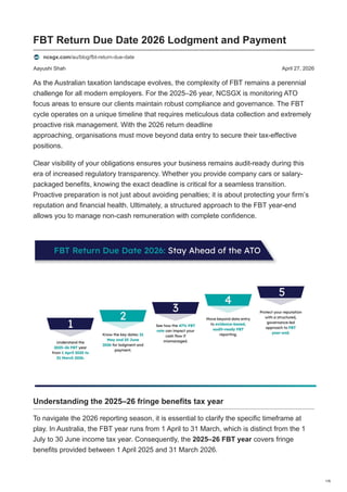 Comprehensive Guide to FBT Return Due Date 2026 and Compliance | PDF