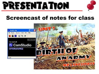 Screencast of notes for class 