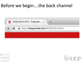 Before we begin….the back channel
 