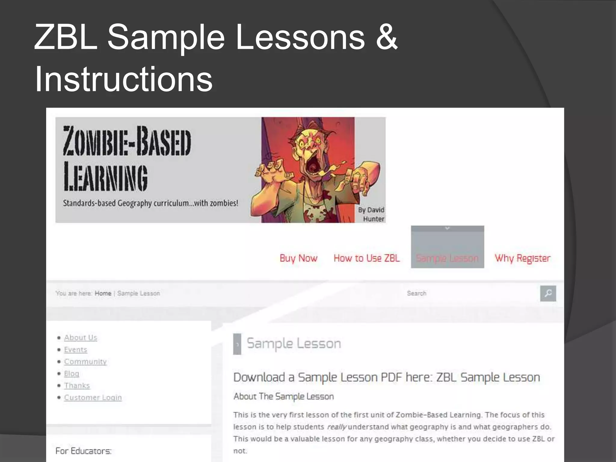 ZBL Sample Lessons &
Instructions