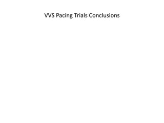 VVS Pacing Trials Conclusions
DDD pacing reduces the risk of syncope
in patients with recurrent, refractory,
highly-symptomatic, cardioinhibitory
vasovagal syncope.
 