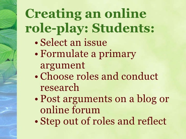 High School Students Uses of OnlineRole Play to Debate and Address I…