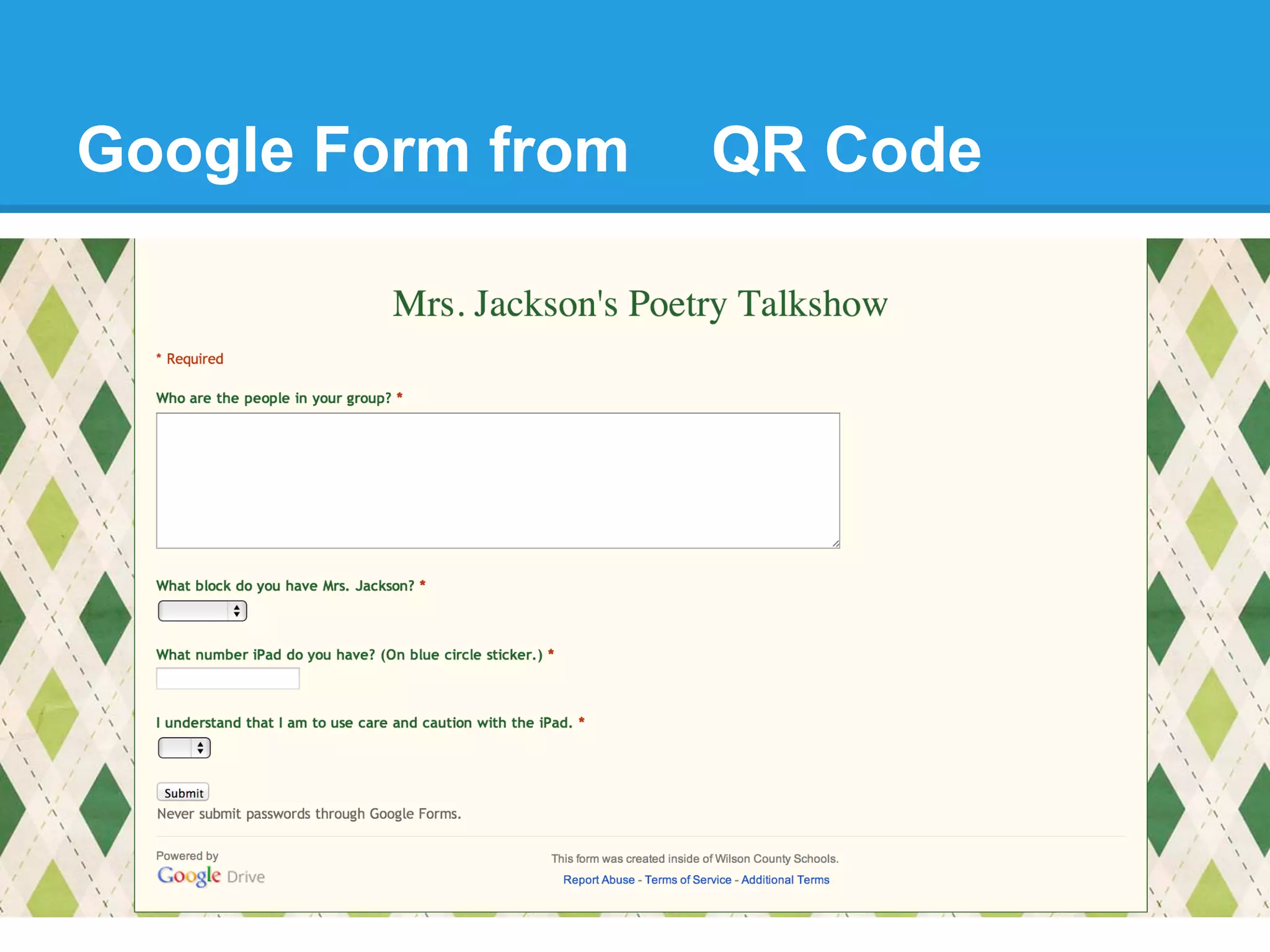 Google Form from QR Code
 