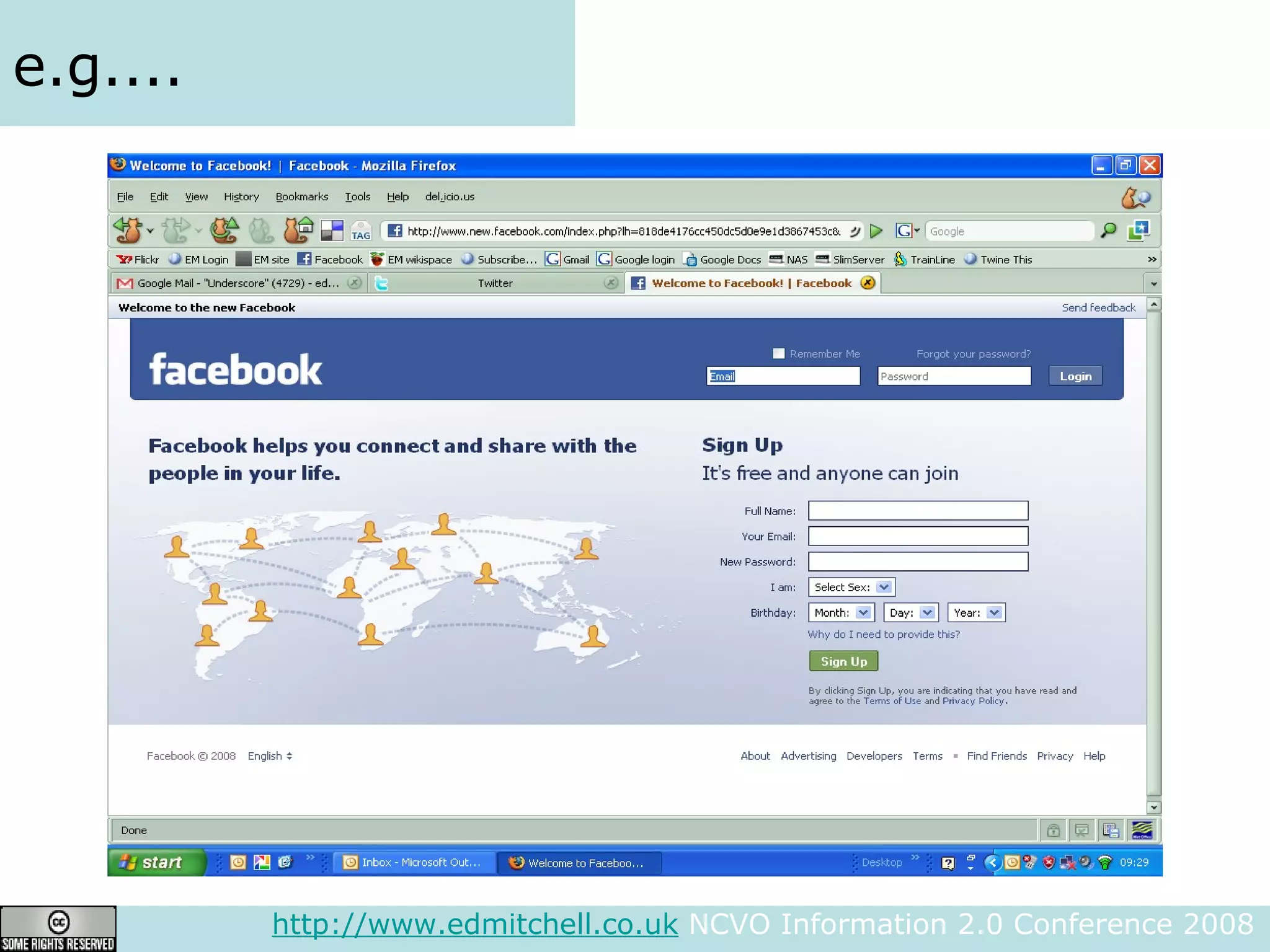 e.g....  http://www.edmitchell.co.uk  NCVO Information 2.0 Conference 2008  